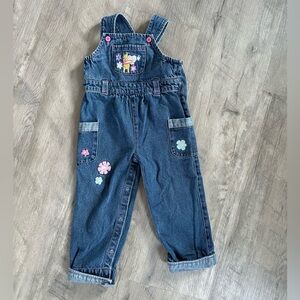 Disney Winnie The Pooh Blue Denim Overalls with Floral Details